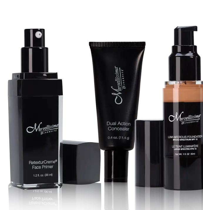 Retexture Crème Face Primer, Dual Action Concealer, and Luminiferous Foundation